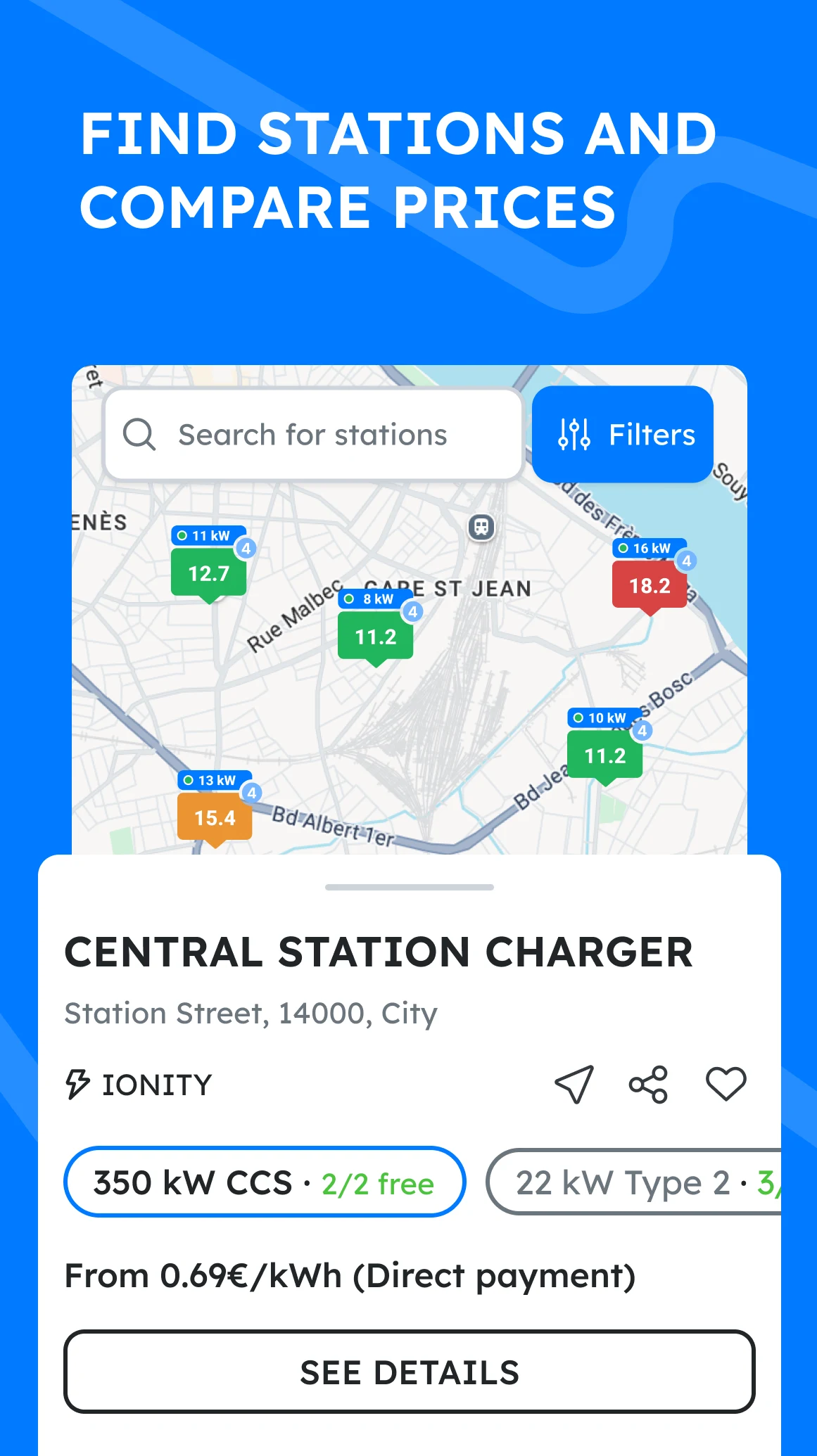 Chargeprice: EV map & prices screenshot